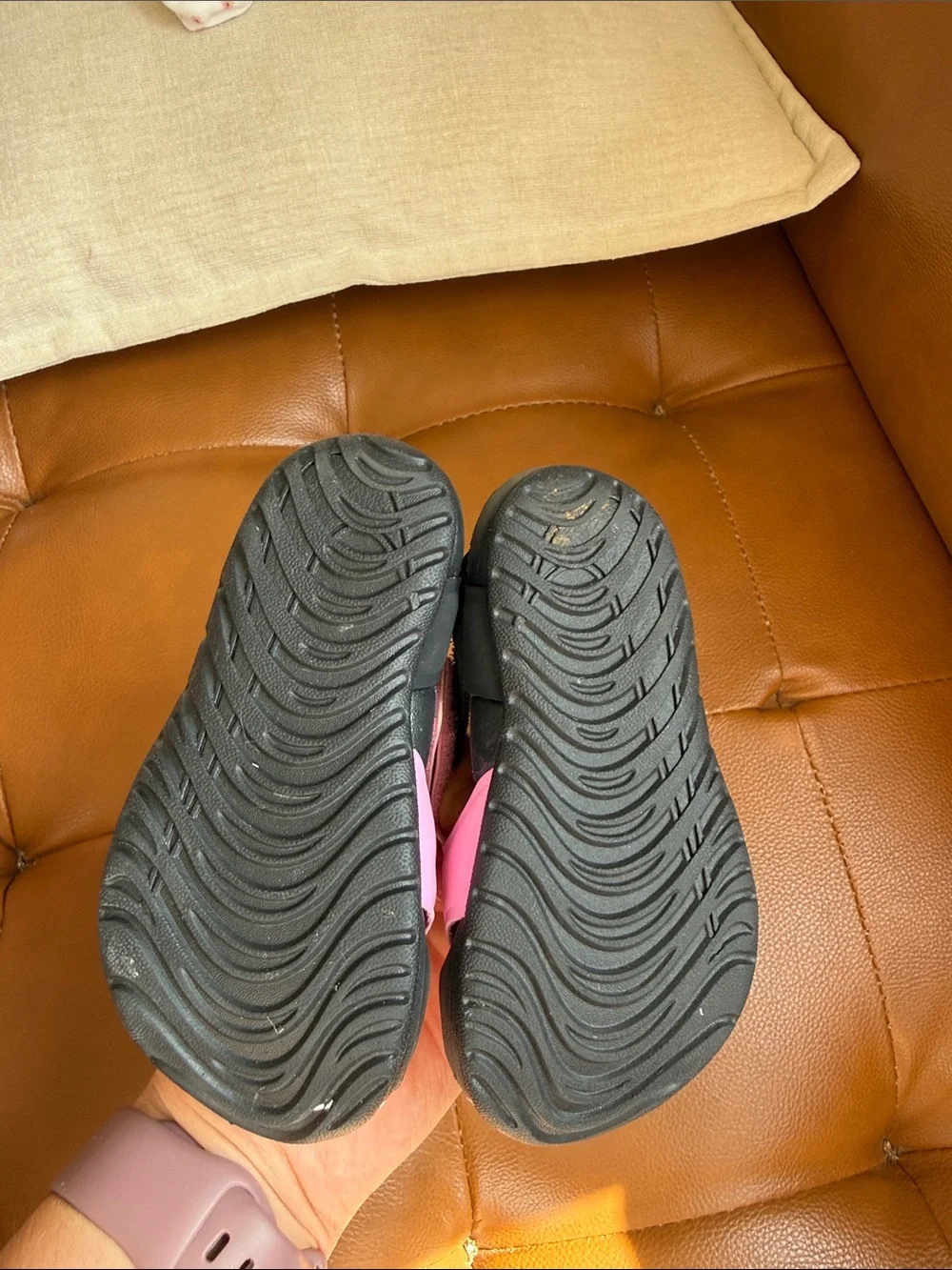 Nike Toddler Pink and Black Shoes ( size 6)